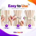 Magnetic Curtain Tie Backs| 2 Pcs Modern Curtain Rope Holdbacks with Strong Magnet| Decoration for Thin or Thick Home and Office Curtains - Image 5