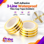3 PCs । Self-Adhesive 3-Line Waterproof Tiles Gap Tape (Golden)
